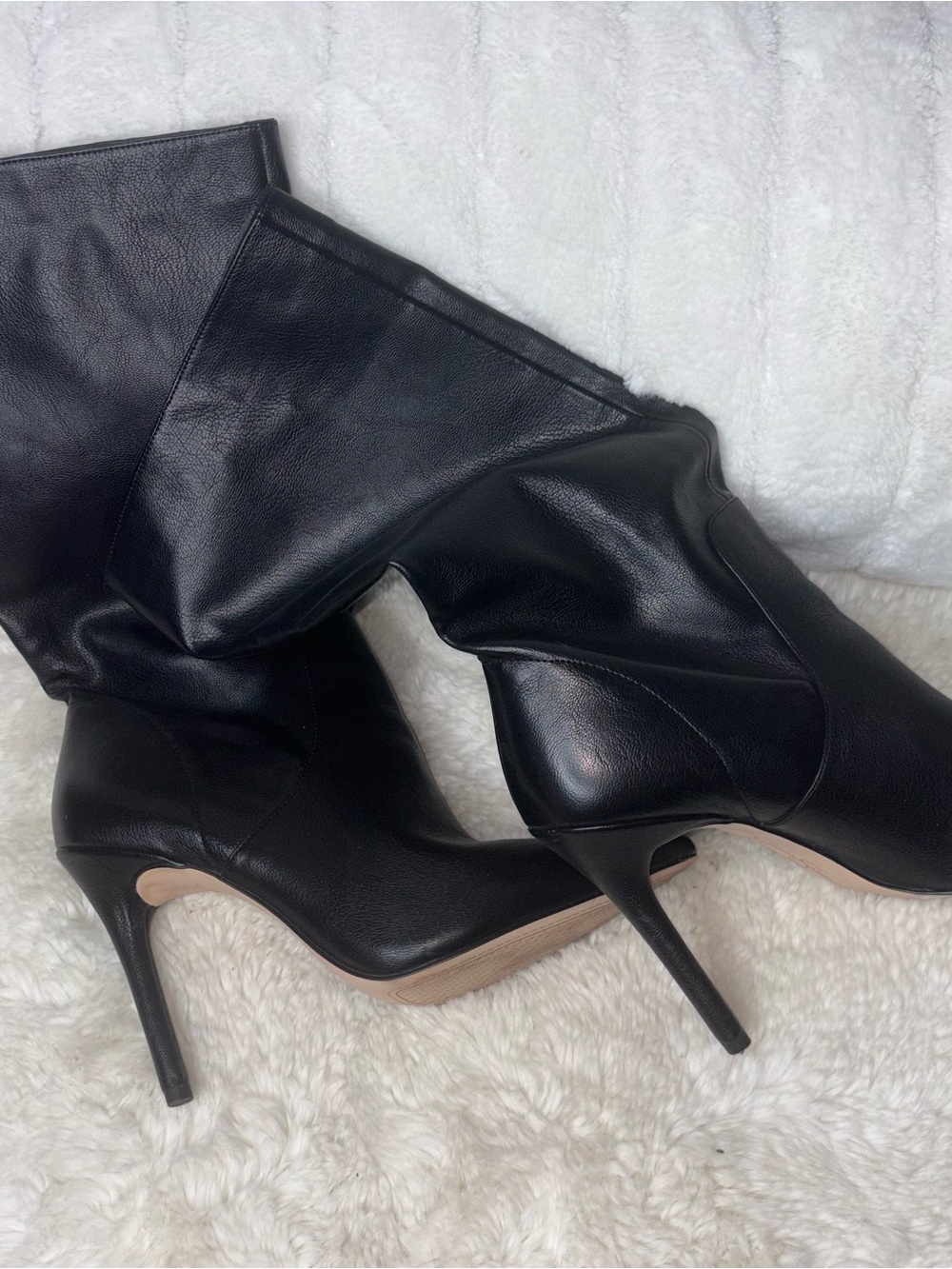 Jessica Simpson Black Leather High-Heel Booties